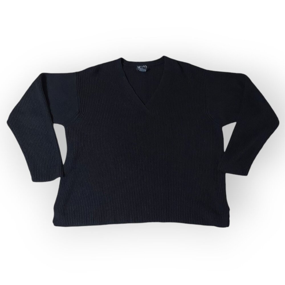 NY & Co Women’s Black V-Neck Long Sleeve Sweater New York & Co Size XL